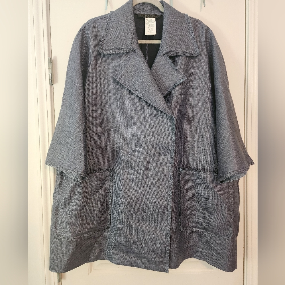 NWT Marina Rinaldi $835 Women’s Lightweight Slate Blue Textured Jacket Sz 20